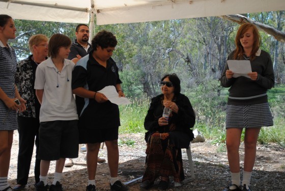 Aunty Francis Matthysen with students from Shepp High